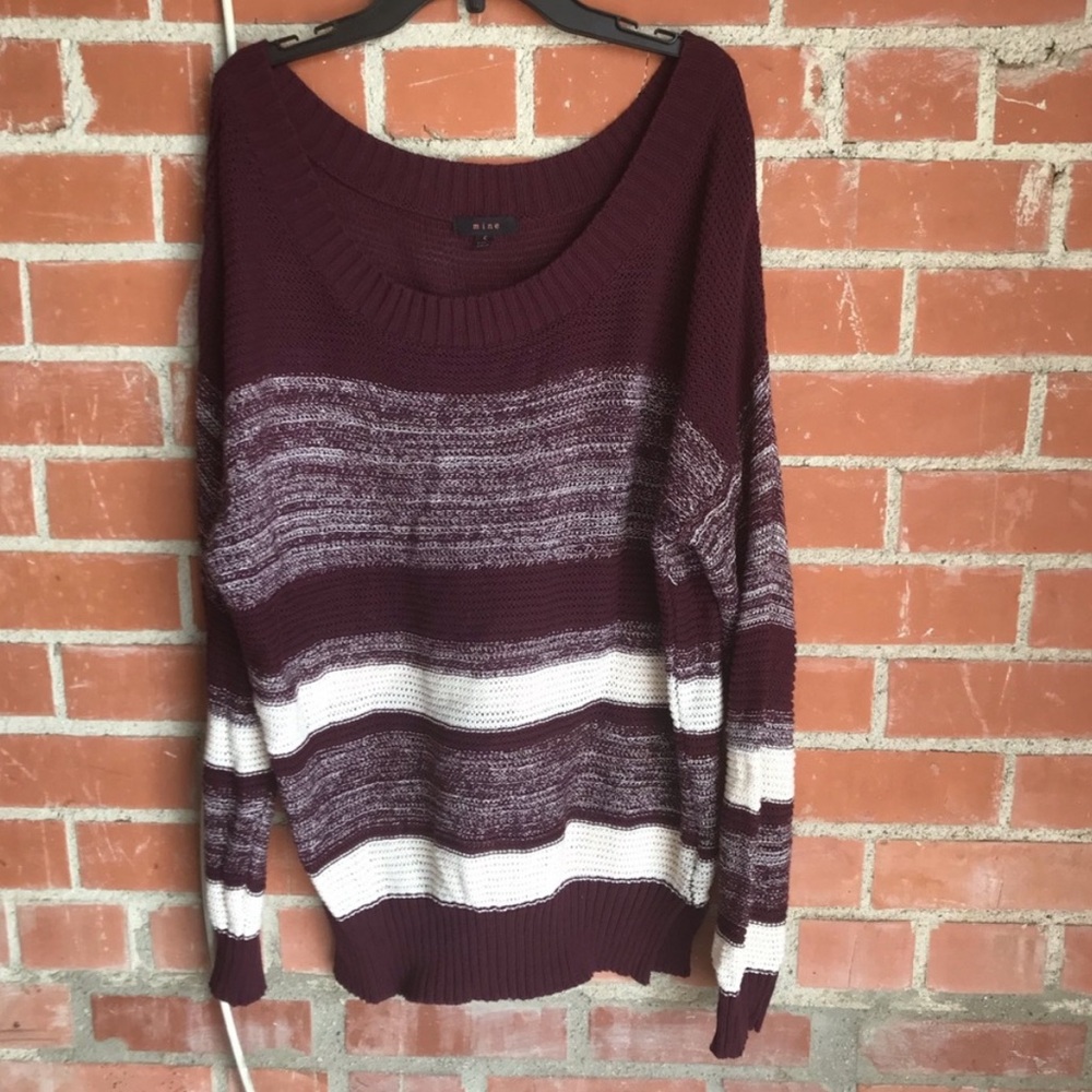 Mine Burgundy and White Striped Sweater
